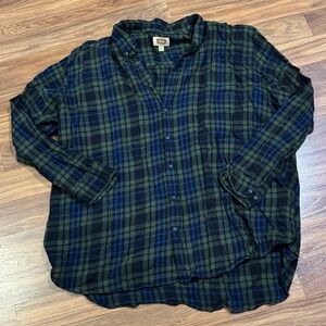 The Foundry Supply Co. Men's Plaid Shirt - Navy and Forest Green Size 4XLT